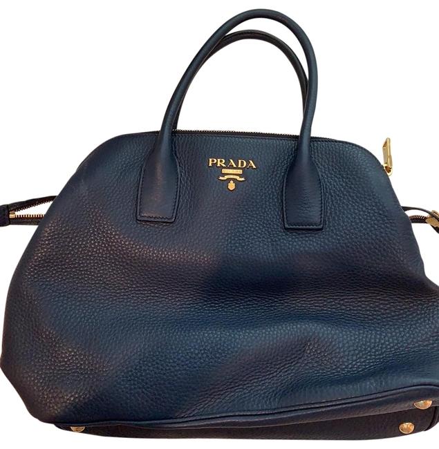 Prada Danio Navy Leather Tote