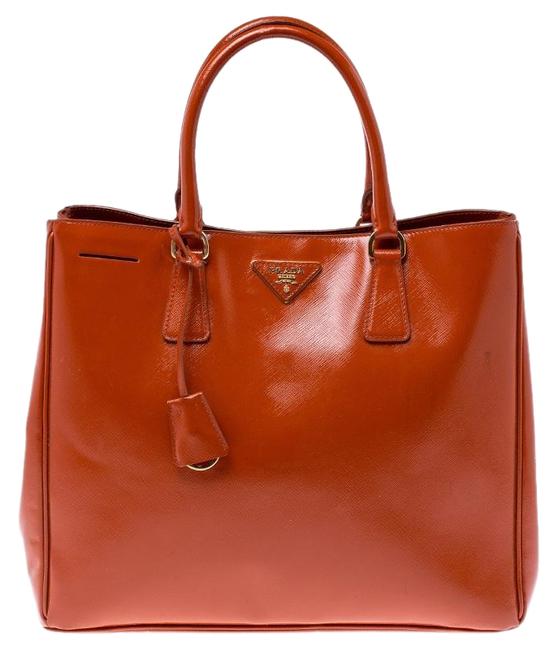 Prada Dark Gardeners Orange Patent Leather Tote