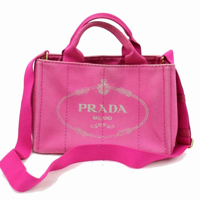 Prada Denim 2way 870895 Pink Canvas Tote