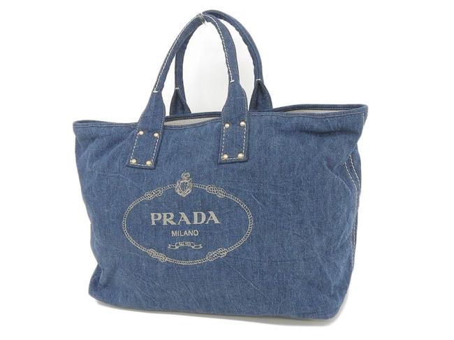 Prada Denim Mens Ladies Unisex Hand Shoulder 20190130 Blue Canapa Tote