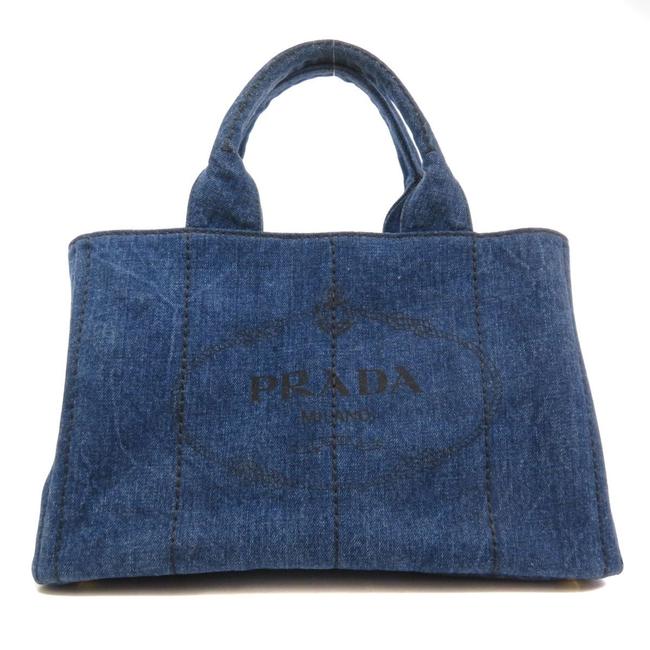 Prada Denim Womens Navy Canapa Tote