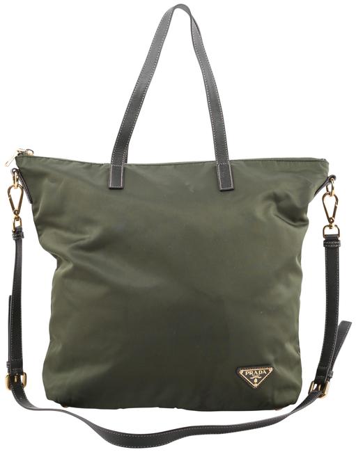 Prada Detail Green Nylon Tote
