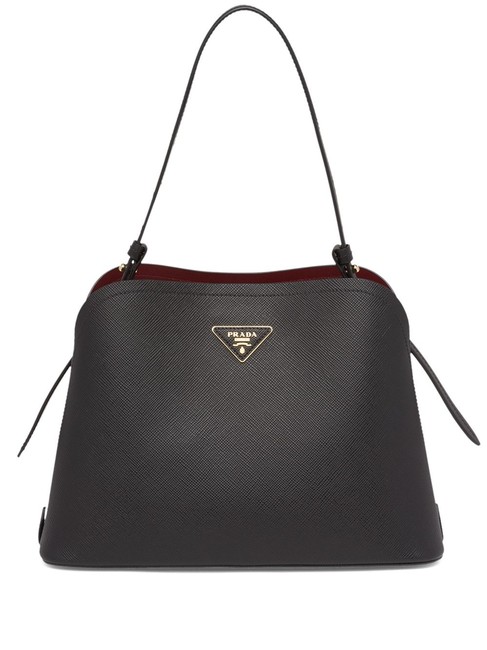 Prada Df Matinee Medium Handbag Black Leather Tote