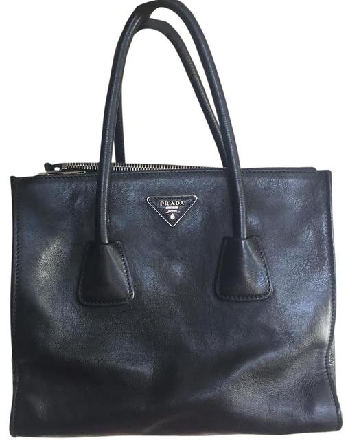 Prada Lux Double Black Leather Tote
