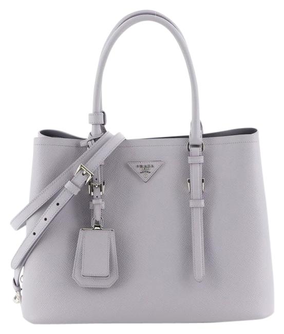 Prada Double Covered Strap Cuir Saffiano Leather Medium Tote