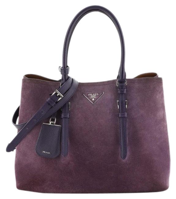 Prada Double Cuir Medium Purple Suede Tote