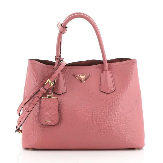 Prada Double Cuir Saffiano Medium Pink Leather Tote