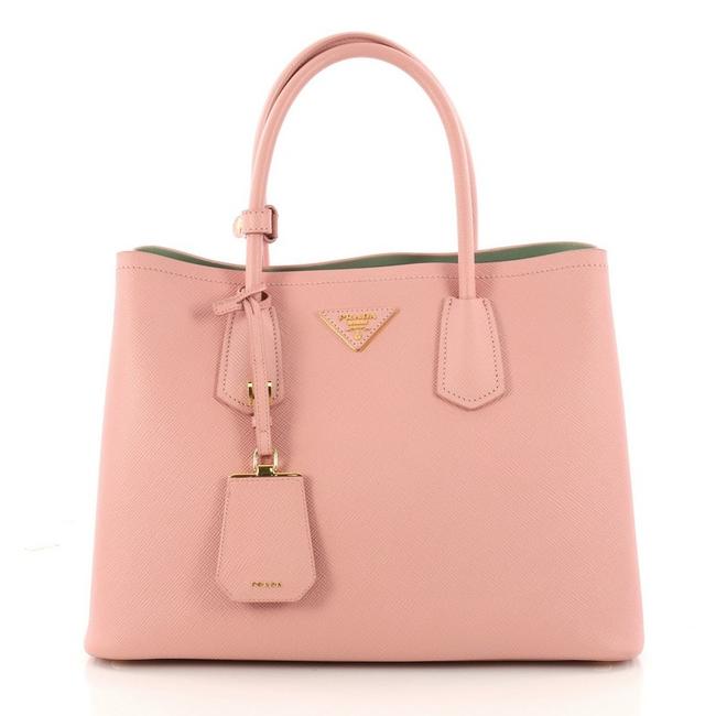 Prada Double Cuir Saffiano Small Pink Leather Tote