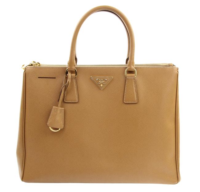 Prada Double Double zip Executive Cognac Leather Tote