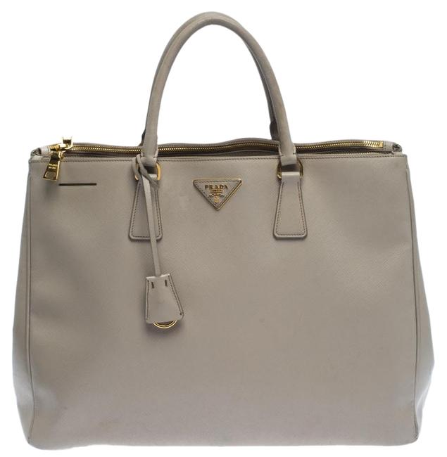 Prada Double Executive Zip Beige Leather Tote