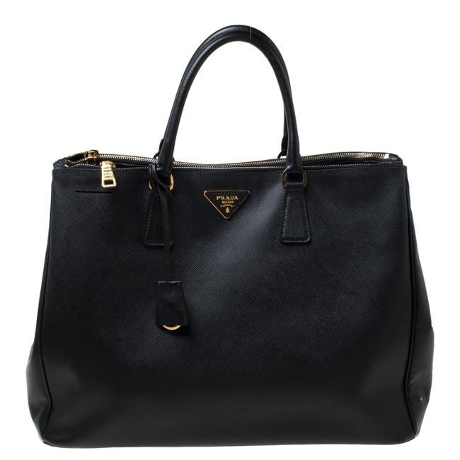 Prada Double Executive Zip Black Leather Tote