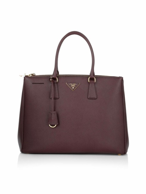 Prada Double Lux Burgundy Saffiano Leather Tote