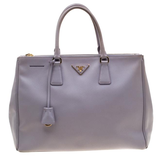 Prada Double Lux Lilac Saffiano Large Zip Purple Leather Tote