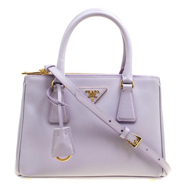 Prada Double Lux Lilac Saffiano Mini Zip Purple Leather Tote