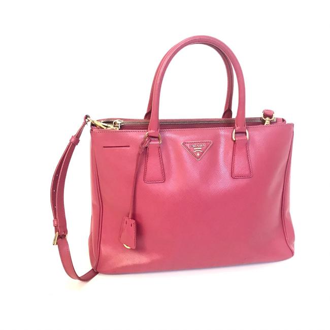 Prada Double Lux Pink Saffiano Leather Tote