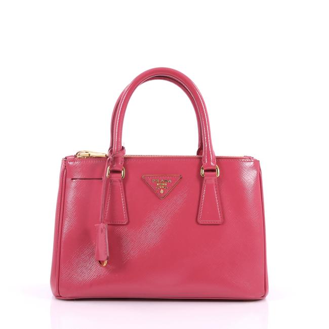 Prada Double Lux Vernice Saffiano Mini Pink Leather Tote