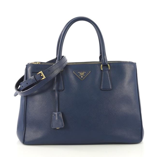 Prada Double Lux Zip Saffiano Leather Medium Tote