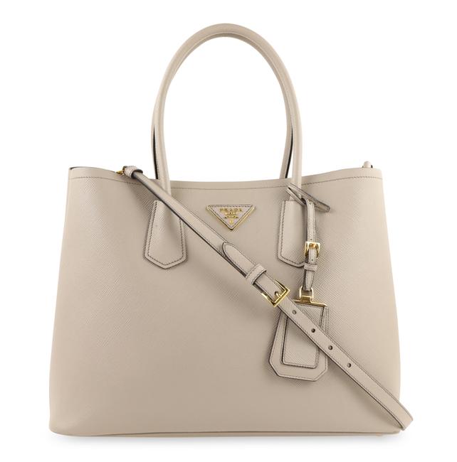 Prada Double Medium Grey Saffiano Leather Tote