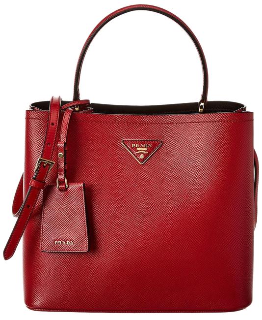 Prada Double Panier Saffiano Red Leather Tote
