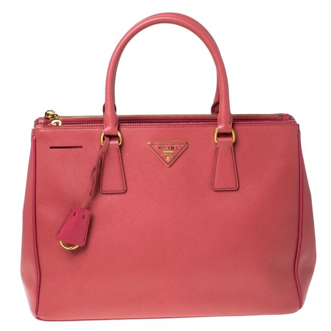 Prada Double Saffiano Medium Zip Pink Leather Tote