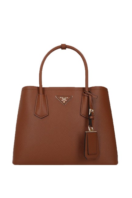 Prada Double Small Saffiano Brown Leather Tote