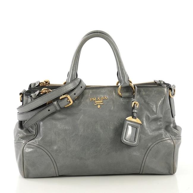 Prada Double Zip Convertible Vitello Shine Medium Tote