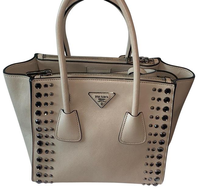 Prada Double Zip Cream Calfskin Leather Tote