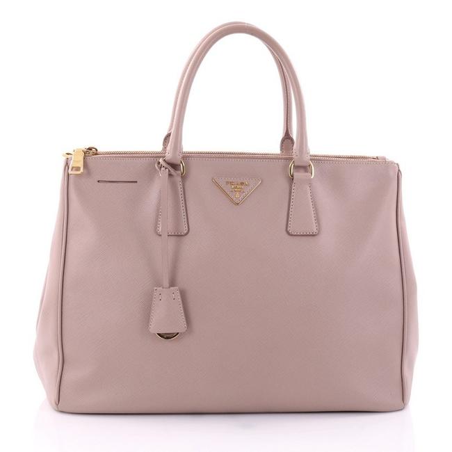 Prada Double Lux Zip Saffiano Large Light Pink Leather Tote