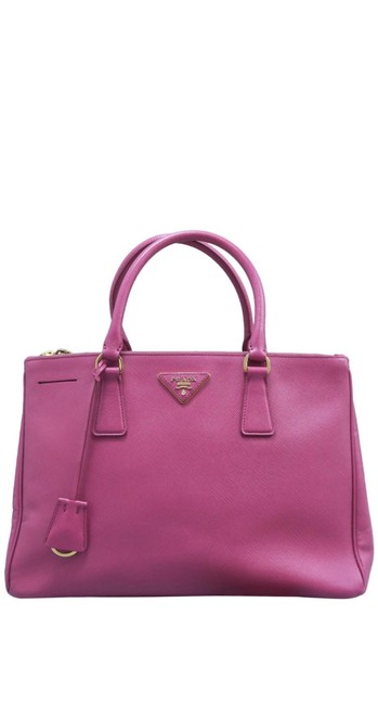 Prada Double Zip Peony Pink Calfskin Leather Tote