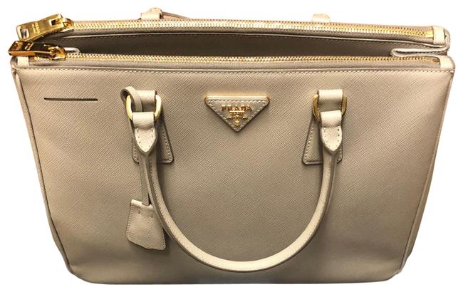 Prada Double Zip Pomice Saffiano Leather Tote