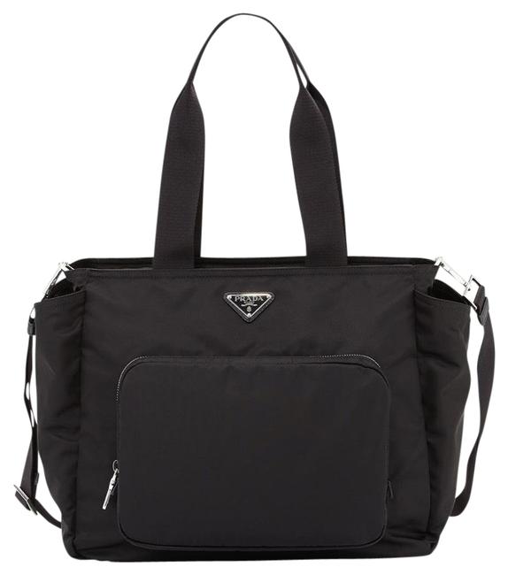 Prada Durable Baby with Silvertone Hardware Black Nylon Tote