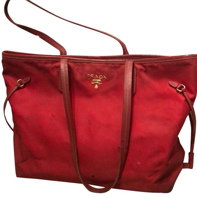 Prada East West Shopper Red Nylon Tote