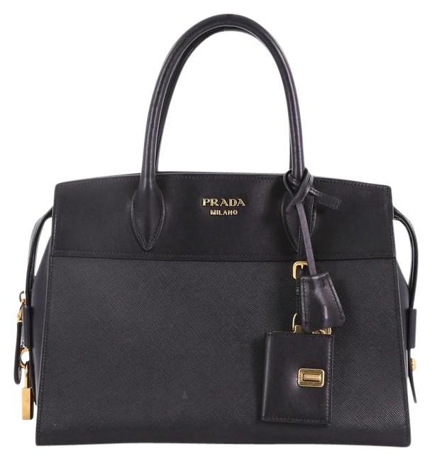Prada Esplanade Handbag Saffiano Medium Black Leather Tote