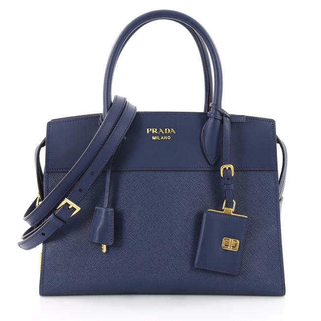 Prada Esplanade Handbag Saffiano Medium Blue Leather Tote