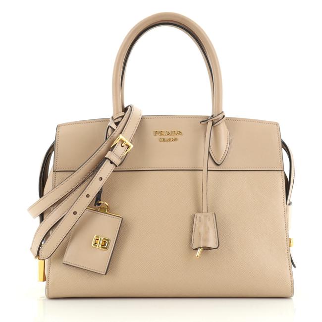 Prada Esplanade Medium Neutral Saffiano Leather Tote
