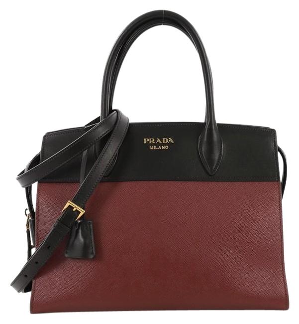 Prada Esplanade Saffiano Medium Burgundy Leather Tote