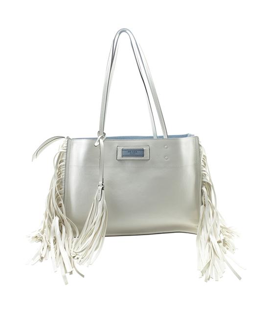 Prada Etiquette 1bg122 Fringe 178831 White Leather Tote