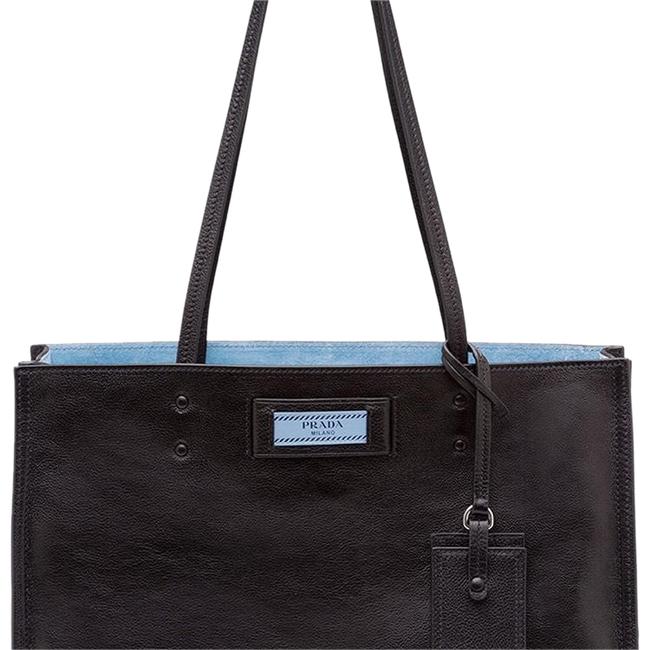 Prada Etiquette Calf Black Leather and Suede Tote