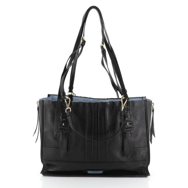 Prada Etiquette Patch Medium Black Leather Tote