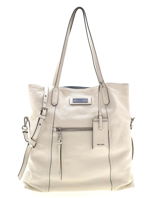 Prada Etiquette White Leather Tote