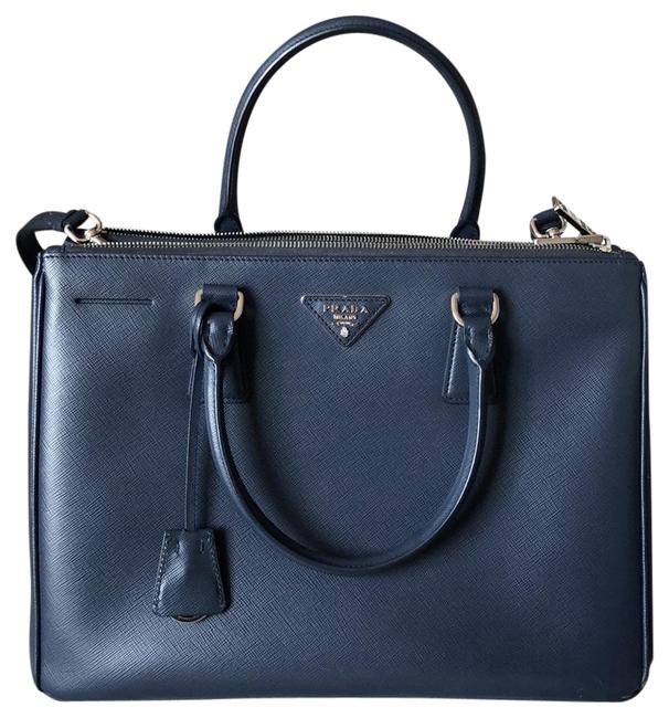 Prada Executive Baltic Navy Blue Saffiano Leather Tote