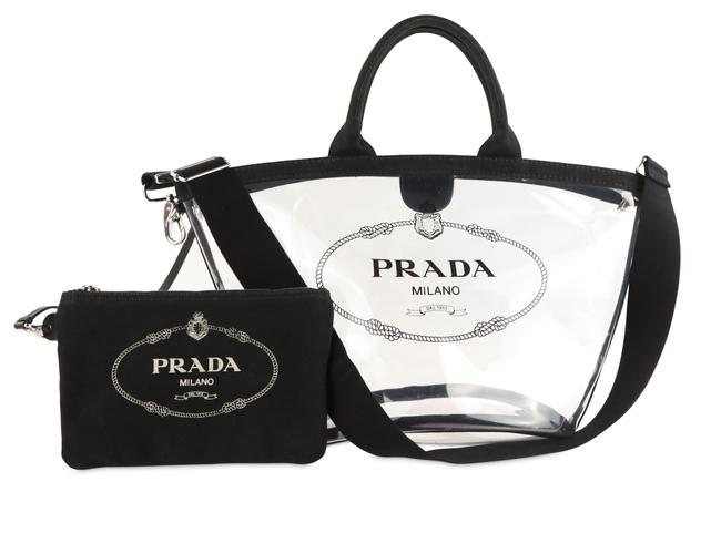 Prada Fabric and Plexiglass Black Pvc Tote
