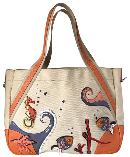 Prada Fish Seahorse Twill Large Tote