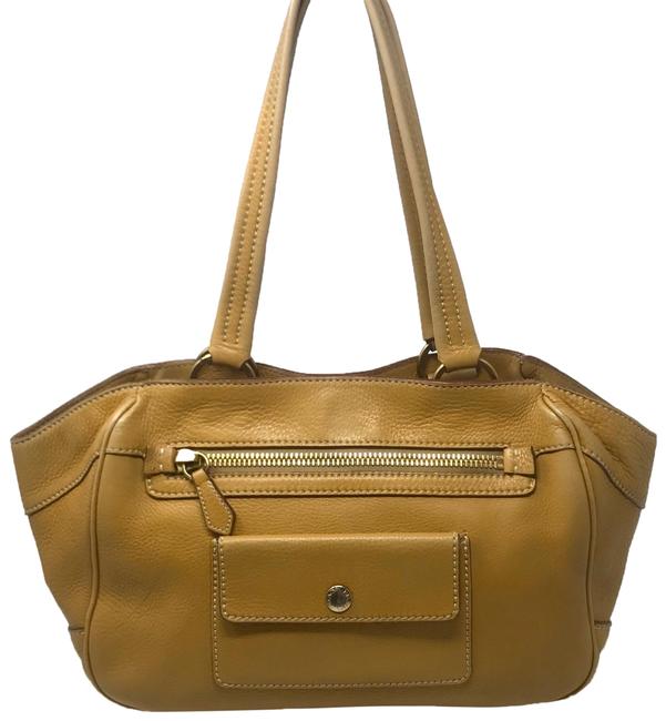 Prada Front Snap Pocket Camel Leather Tote