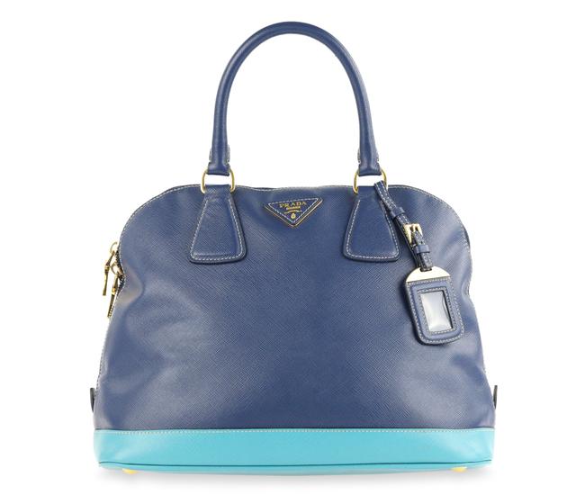 Prada Galleria Dome Blue Saffiano Leather Tote