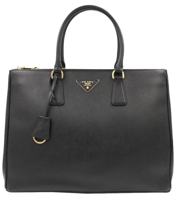 Prada Galleria Double Lux Black Leather Tote