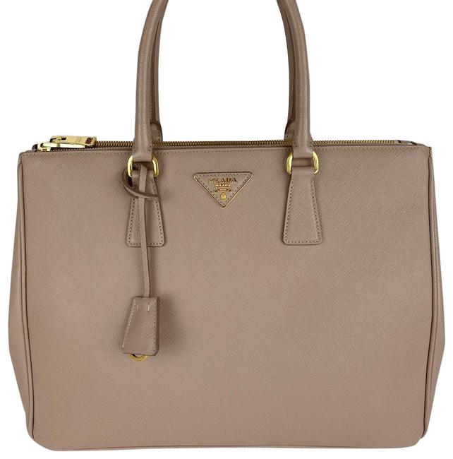 Prada Galleria Double Lux Cipria Saffiano Leather Tote