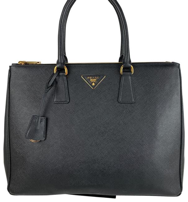 Prada Galleria Double New Italian Black Saffiano Leather Tote