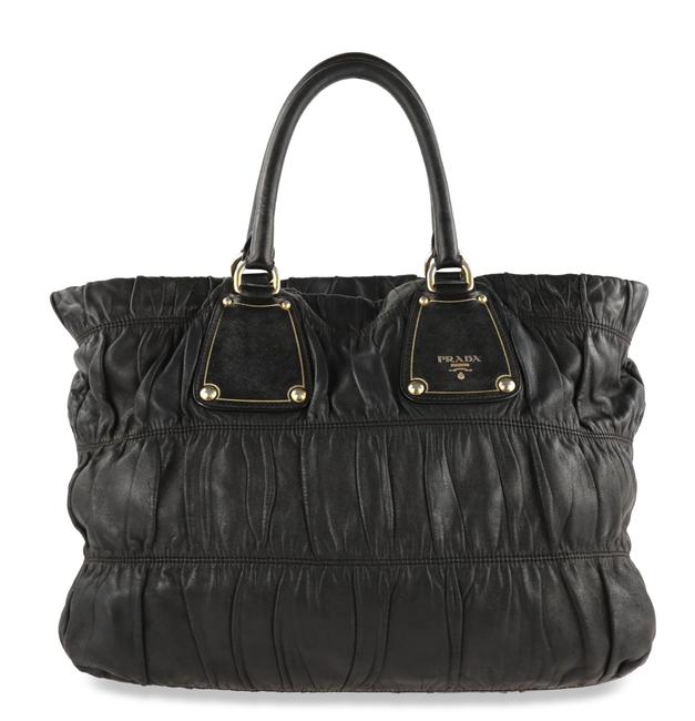 Prada Galleria Gauffre Black Leather Tote