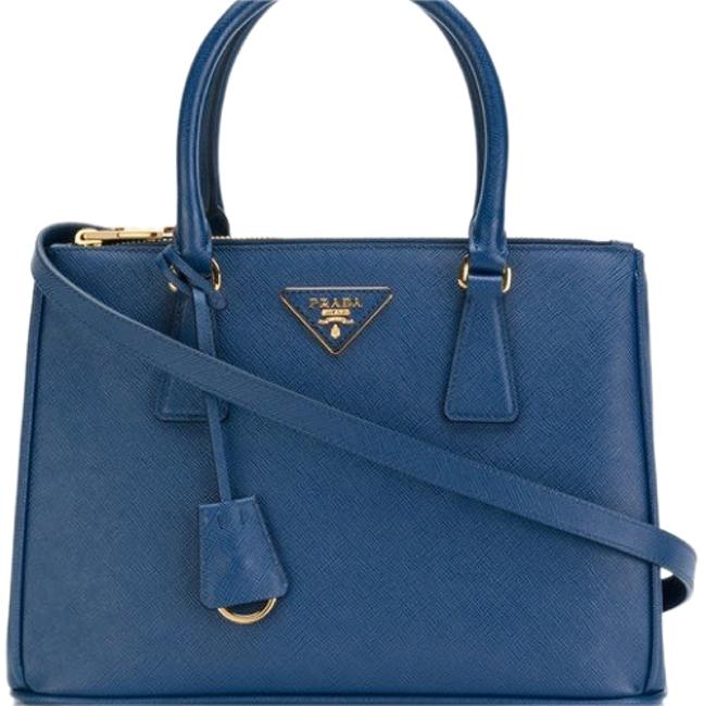 Prada Galleria Handbag Blue Leather Tote